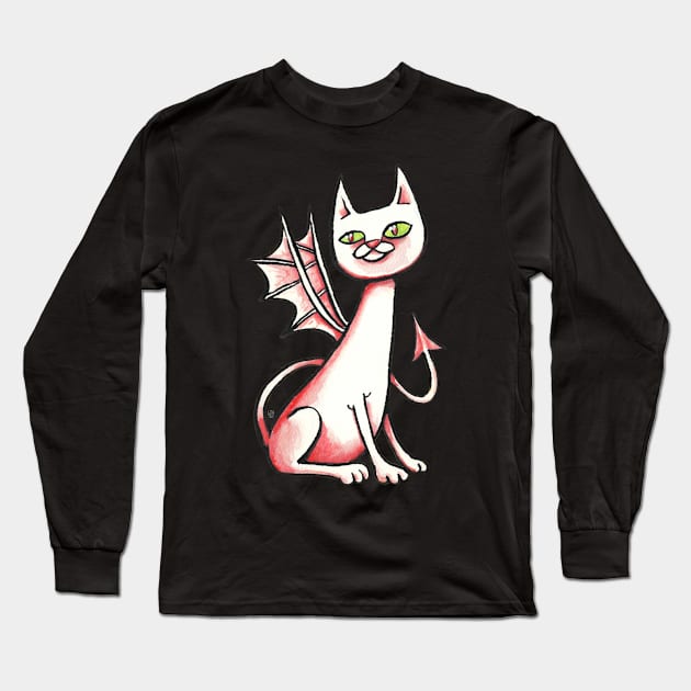 Demon Cat Long Sleeve T-Shirt by LAB Ideas